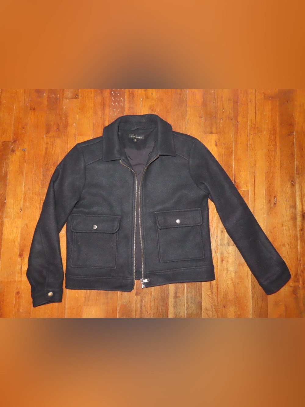 Banana Republic Women’s Black Wool-Blend Zip Jacket